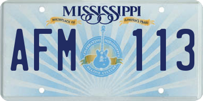 MS license plate AFM113