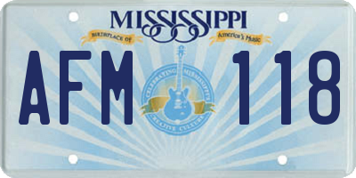 MS license plate AFM118