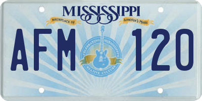 MS license plate AFM120