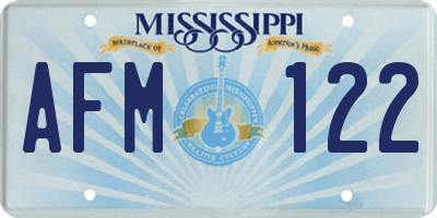 MS license plate AFM122