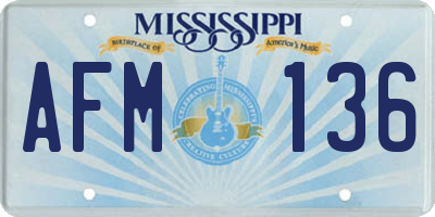 MS license plate AFM136