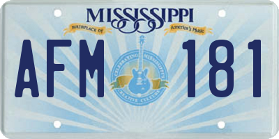 MS license plate AFM181