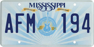 MS license plate AFM194
