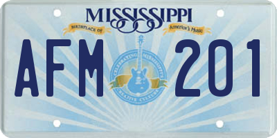 MS license plate AFM201