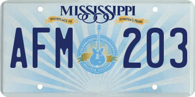 MS license plate AFM203
