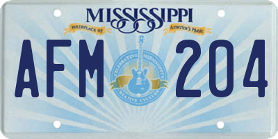 MS license plate AFM204