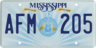 MS license plate AFM205