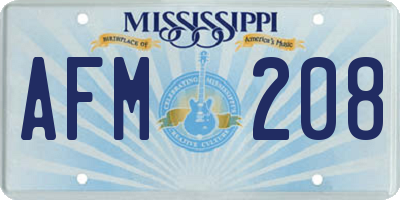 MS license plate AFM208