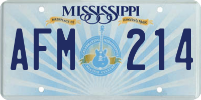 MS license plate AFM214