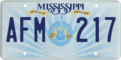 MS license plate AFM217
