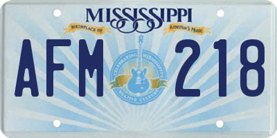 MS license plate AFM218