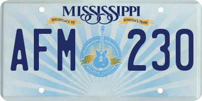 MS license plate AFM230