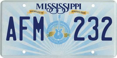 MS license plate AFM232