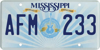 MS license plate AFM233