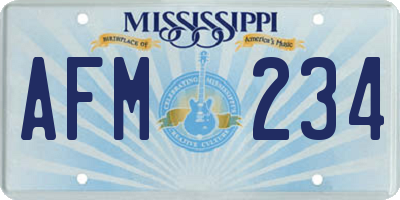 MS license plate AFM234