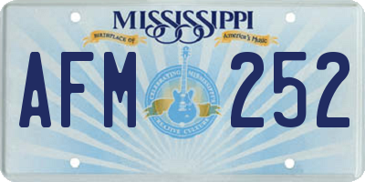 MS license plate AFM252