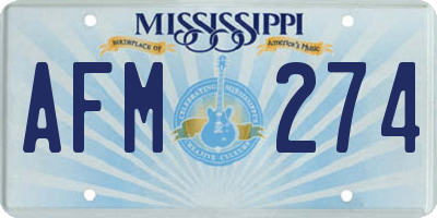 MS license plate AFM274