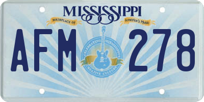 MS license plate AFM278