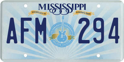 MS license plate AFM294