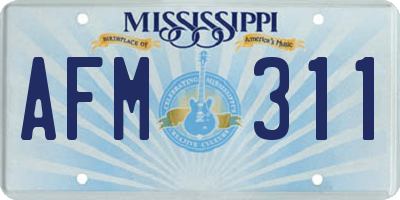 MS license plate AFM311