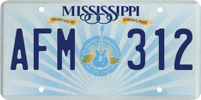 MS license plate AFM312