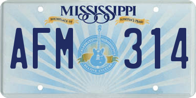 MS license plate AFM314