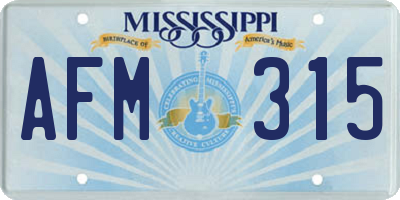 MS license plate AFM315