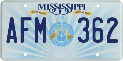 MS license plate AFM362