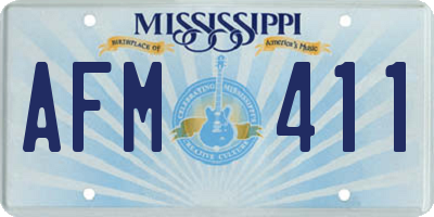 MS license plate AFM411