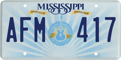 MS license plate AFM417