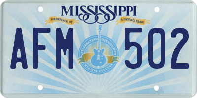 MS license plate AFM502