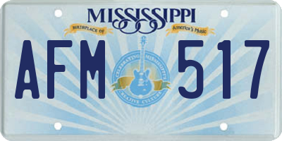 MS license plate AFM517