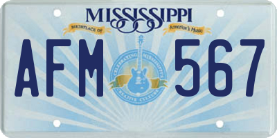 MS license plate AFM567