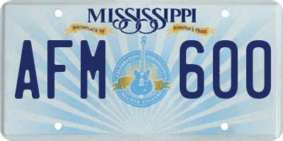 MS license plate AFM600
