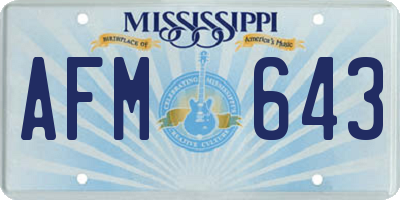 MS license plate AFM643