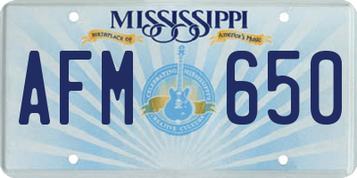 MS license plate AFM650