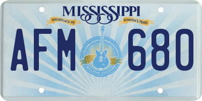 MS license plate AFM680