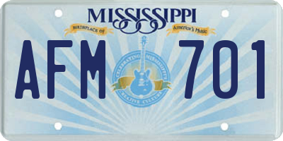 MS license plate AFM701