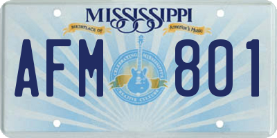 MS license plate AFM801