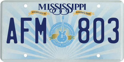 MS license plate AFM803