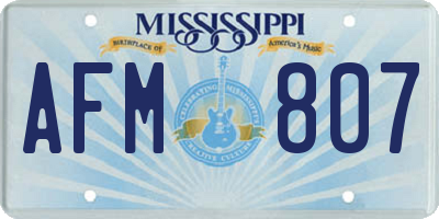 MS license plate AFM807