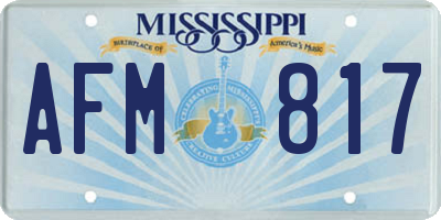 MS license plate AFM817