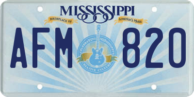 MS license plate AFM820