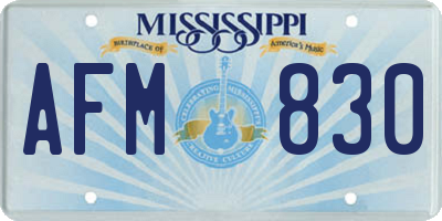 MS license plate AFM830