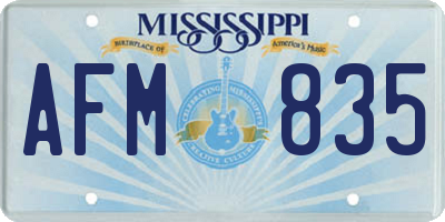 MS license plate AFM835