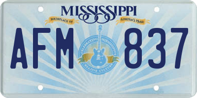 MS license plate AFM837
