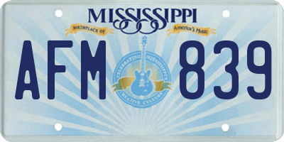 MS license plate AFM839