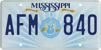MS license plate AFM840