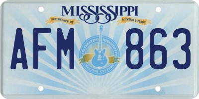 MS license plate AFM863