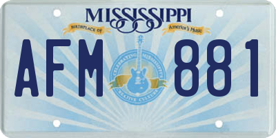 MS license plate AFM881